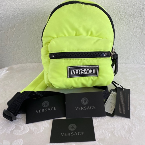 Versace Neon Yellow Nylon Sling Bag - Picture 2 of 13